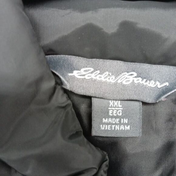 Eddie Bauer Jacket Mens XXL Black Goose Down Puffer Full Zip Quilted‎ Box Pleat - Picture 3 of 8